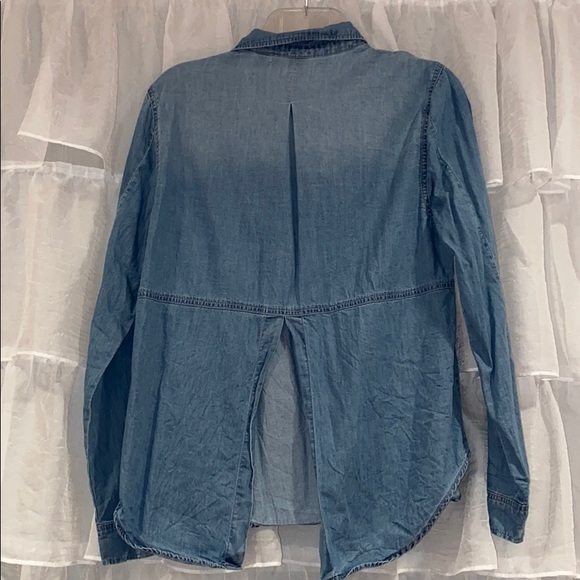 Denim Long Sleeve Pearl Button Down with Slip - Picture 2 of 2
